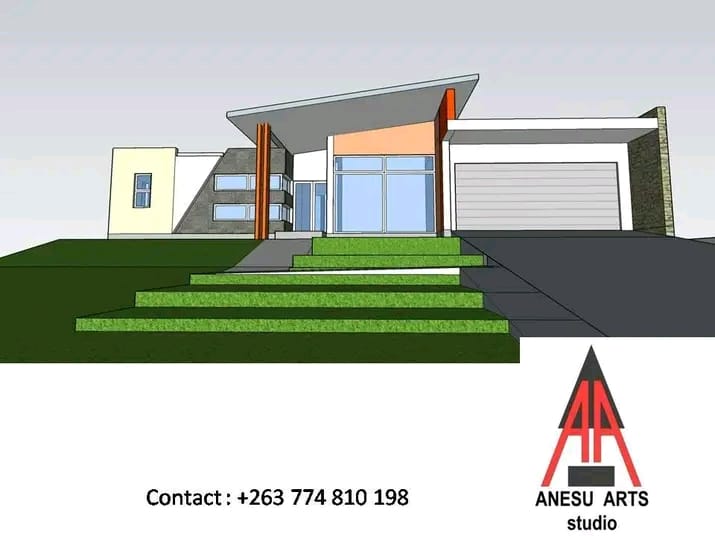 Modern residence elevation model